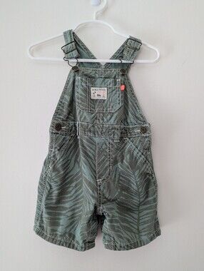 Carter's Baby 12m Beach Patrol Green Leaf-Print Short Overalls